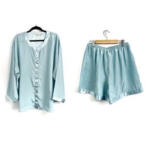 Vintage Victoria’s Secret Gold Crown Label Satin Pyjama Set Sz XL